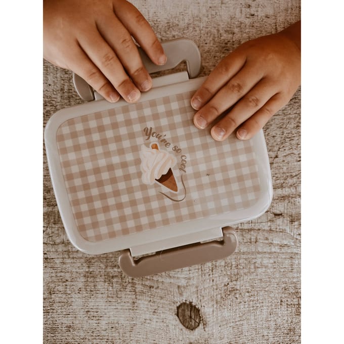 Mrs Ertha Bentobox / brooddoos met indeling - 15x12x5cm - Soft Squares