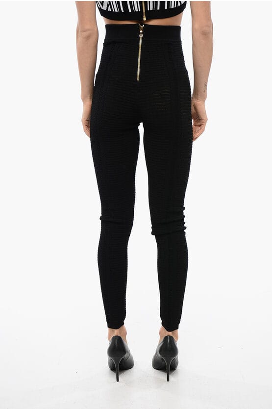 Opengebreide legging met hoge taille