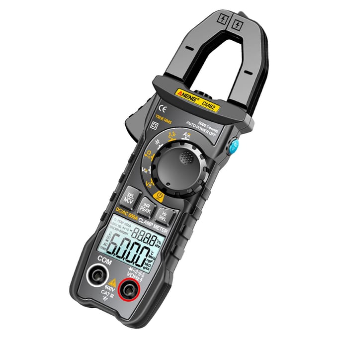 ANENG CM82 Digitale stroomtang 6000 tellingen True RMS NCV Universele meter 600V DC/AC-spanning 600A zwart