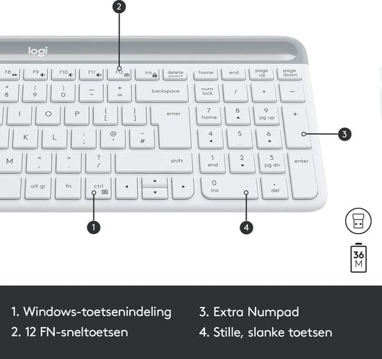 Logitech MK470 Slim Combo - Draadloos Toetsenbord en Muis - QWERTY - Wit