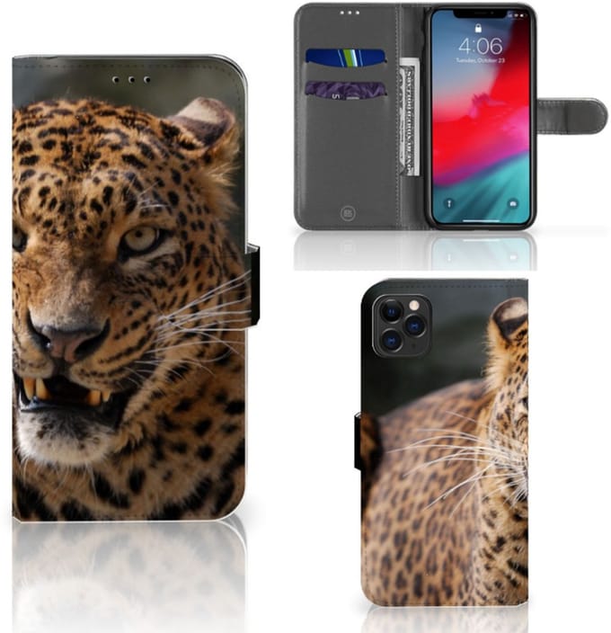 Apple iPhone 11 Pro Max Telefoonhoesje met Pasjes Luipaard
