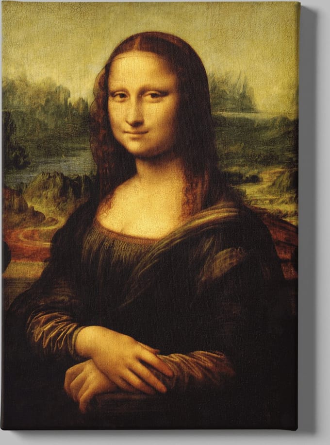 Canvas Schilderij - Mona Lisa - Wall Art - 60x40x2 cm