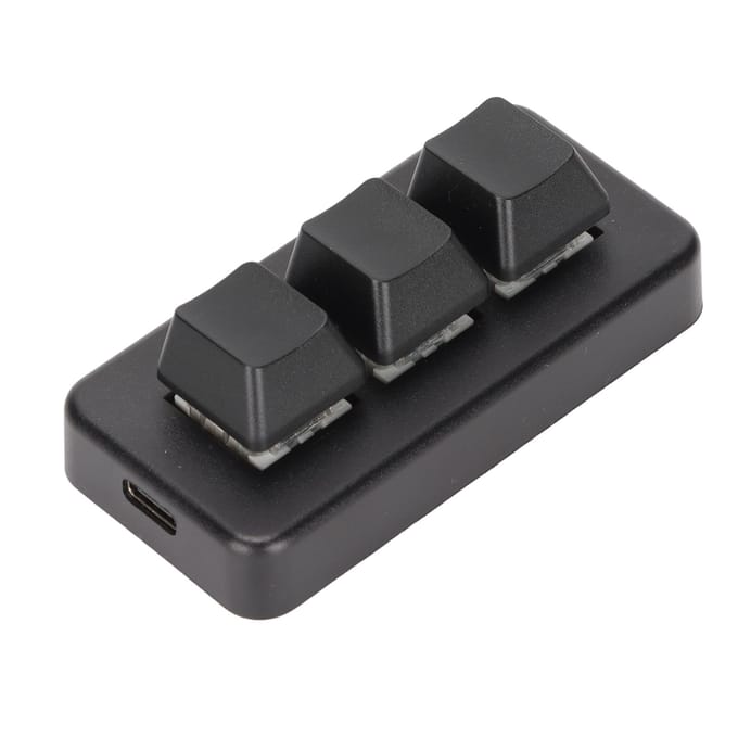 Clavier 3 touches rétroéclairé RVB Interface USB 3 touches Mini mécanique Programmable Plug and Play Macro noir