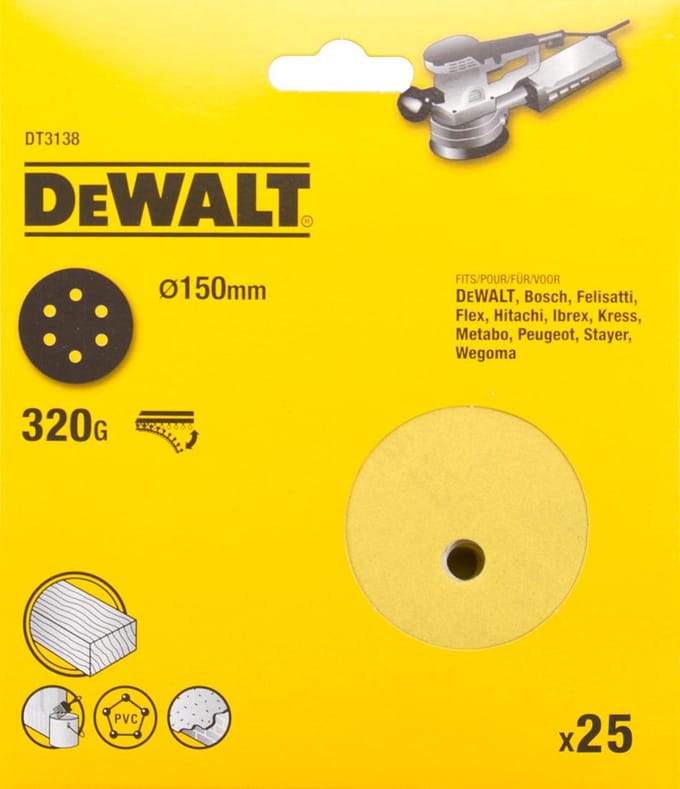 DeWALT DT3138 P320 Schuurschijf 150mm VE=25