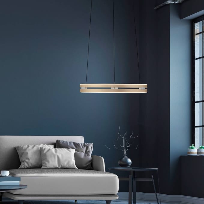 LED hanglamp PURE E-Loop, ivoorgoud, Ø 50 cm, aluminium, CCT
