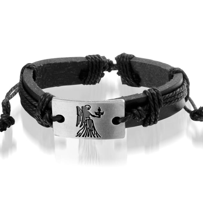 Montebello Armband Maagd - Leer - Metaal - Horoscoop - 20-23cm