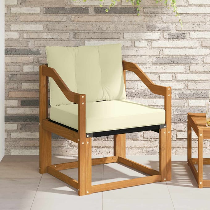 vidaXL - Buitensofa - Massief - Acacia - Hout - Natuurlijk - en - Crème