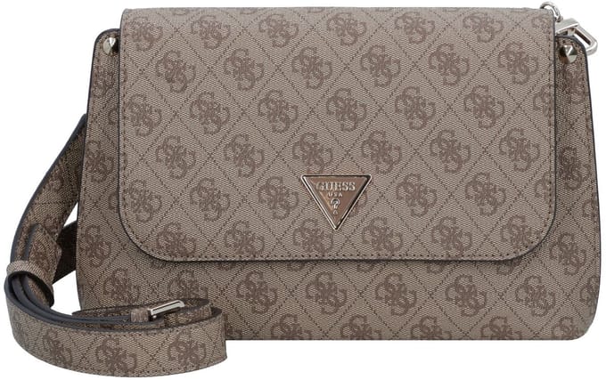 GUESS schoudertas Meridian II Flap Crossbody Bag Latte Logo Lichtbruin