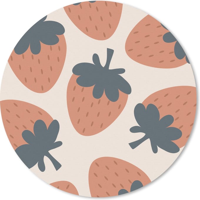 Muismat rond 20x20 cm - Mousepad Fruit - Pastel - Aardbei - Patronen - Ronde muismatten
