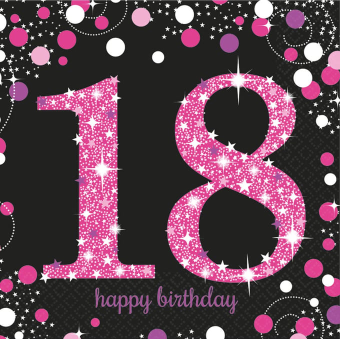 Amscan by Riethmuller - Riethmüller - Servetten - Sparkling Celebrations - 18 Pink (16 stuks)