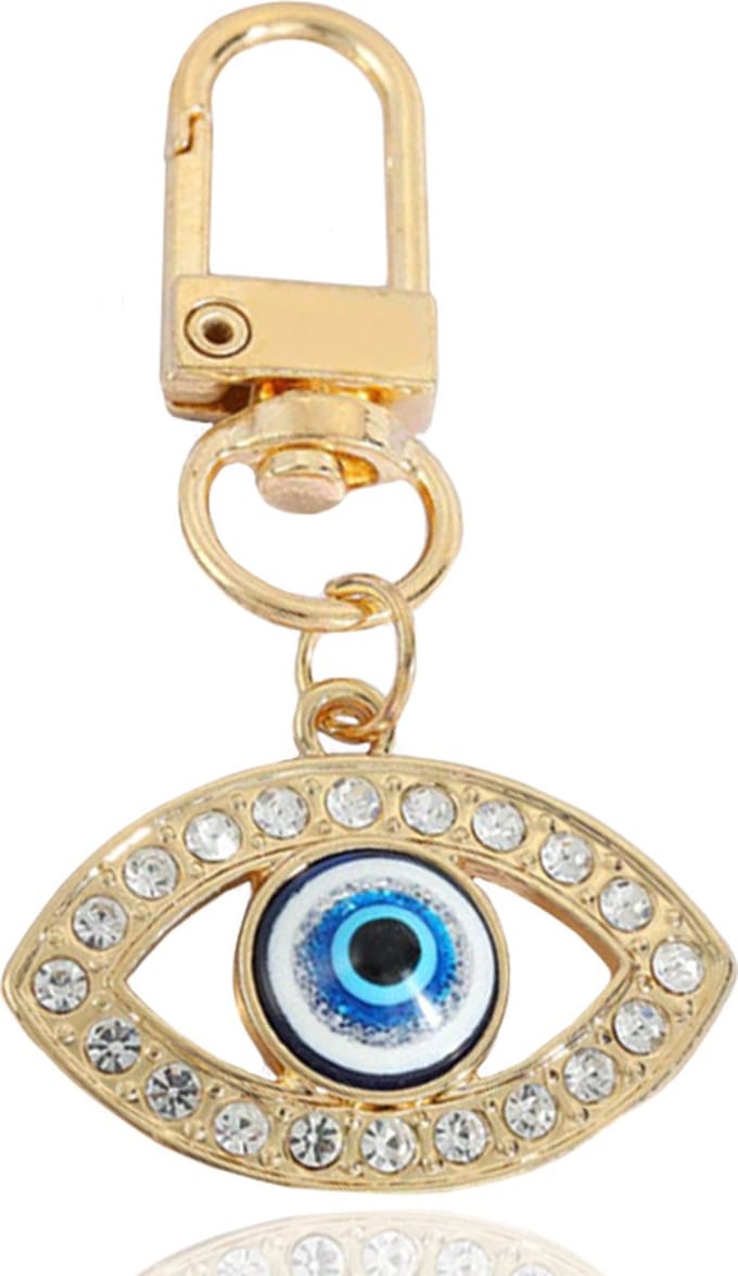 Goudkleurige Oog Sleutelhanger met Strass Steentjes