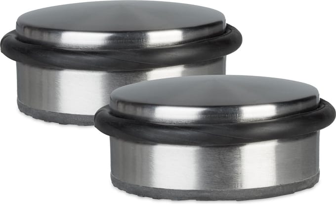 2x deurstopper rvs - deurstop vloer - rondom rubberen ringen - deurvastzetter