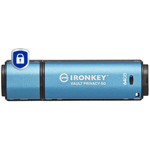 Kingston Technology IronKey Vault Privacy 50 USB flash drive USB Type-A 3.2 Gen 1 (3.1 Gen 1) Zwart, Blauw