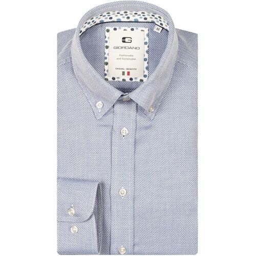 Giordano Overhemd Loretto Plain Dobby Texture Button Down Two-Ply Cotton Bright Cobalt / male