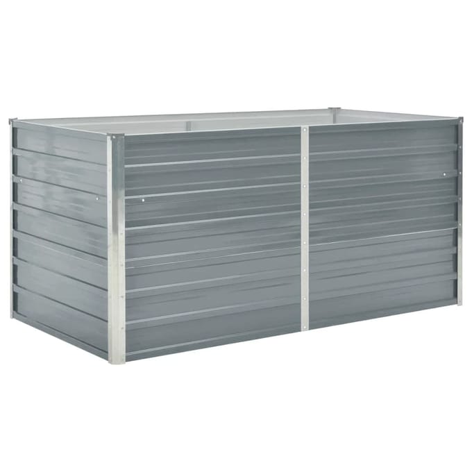 vidaXL - Plantenbak - verhoogd - 160x80x77 - cm - gegalvaniseerd - staal - grijs