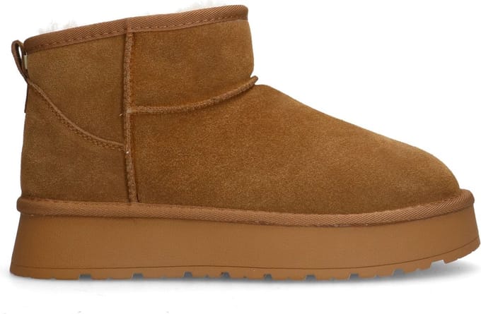 Manfield - Dames - Cognac suède snowboots - Maat 41