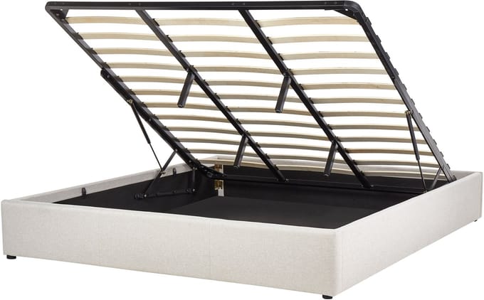 DINAN - Tweepersoonsbed - Lichtbeige - 180 x 200 cm - Polyester