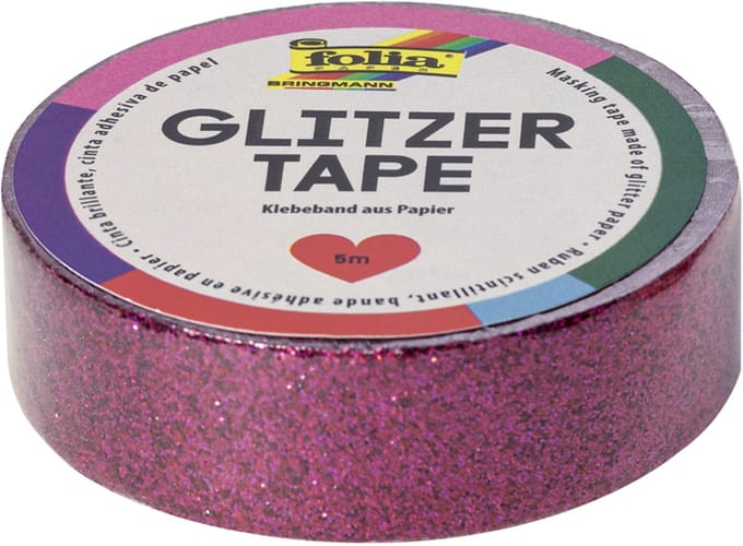 folia deco plakband glittertape, 15 mm x 5 m, roze