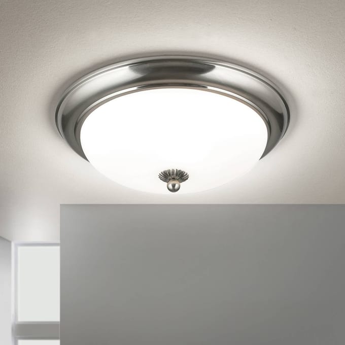 ORION Empire plafondlamp, Ø 35,5 cm, mat nikkel, mat opaal glas
