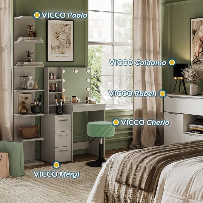 Vicco Meryl Kaptafel met licht – 80 cm met LED-verlichting Wit