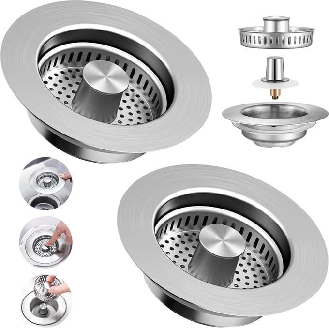 Set van 2 Universele Spoelbakstop met Zeef voor Keuken en Wastafel