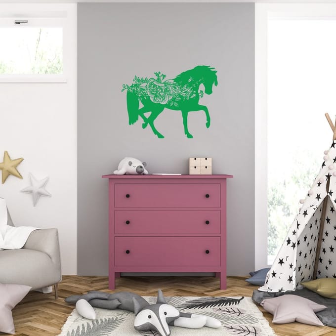 Muursticker - Paard - 58 x 76 - Groen