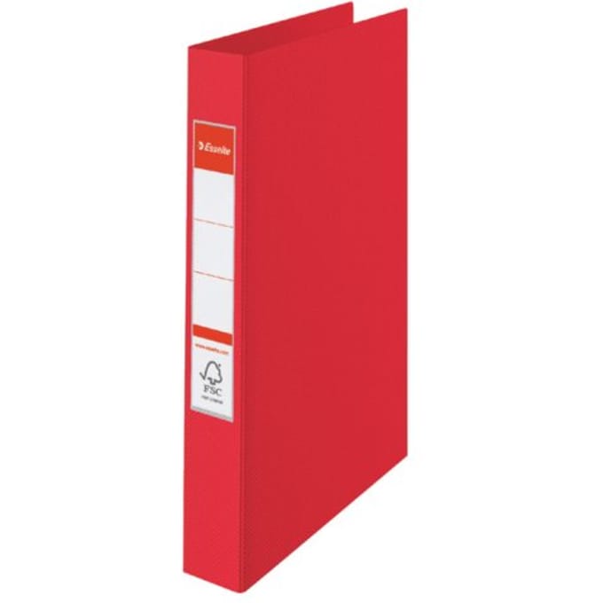 Esselte Vivida 4-Rings Ringband voor 190 A4 Vel - Rugbreedte van 42mm - Rood
