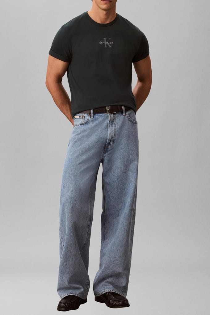 Calvin Klein Ss 30s Micro Monogram Tee Nearly Navy Taglia: S | Magliette basic Outlet | Uomo | Blu