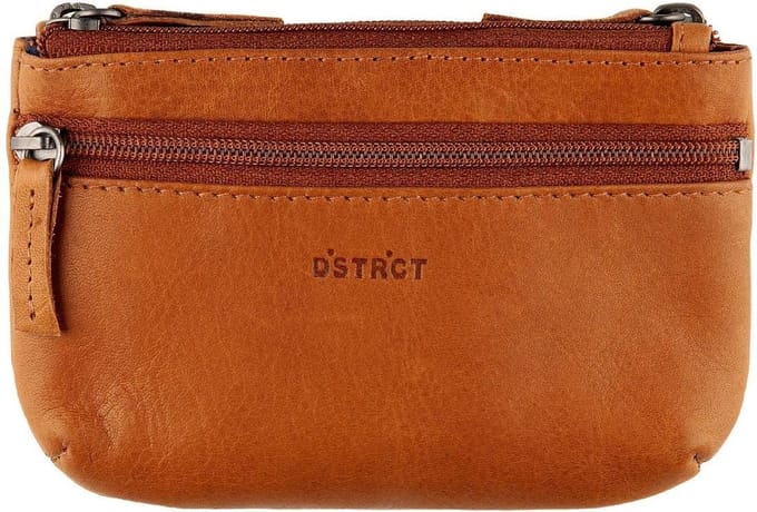 DSTRCT Wax Lane Leren Rits Portemonnee / Sleuteletui - Cognac