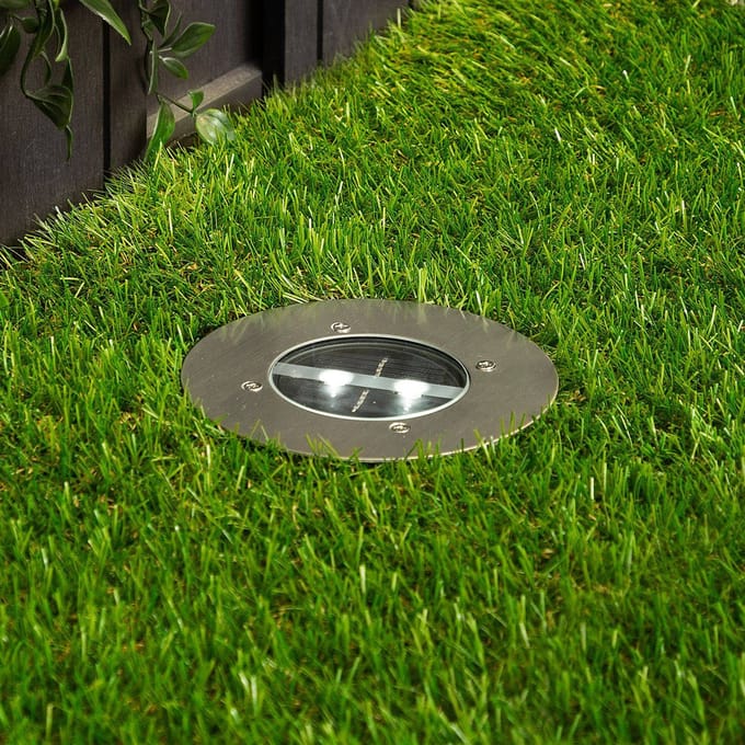 Smartwares Lugo LED grondspot inbouwlamp op zonne-energie, IP44, roestvrij staal, glas