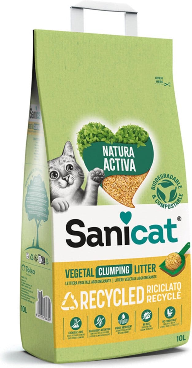 Sanicat Natura Activa Recycled - Kattenbakvulling - 10 l