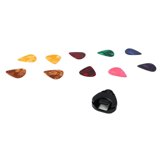 Lot de 10 médiators et porte-médiators pour guitare Outil d'accessoires portables pour basse brown