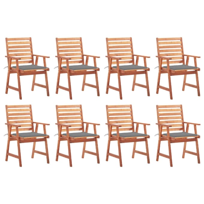 vidaXL - Tuinstoelen - 8 - st - met - kussens - massief - acaciahout