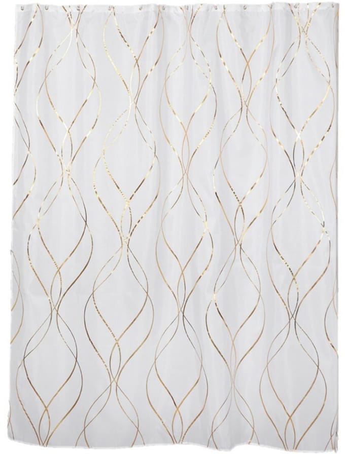 Tendance Douchegordijn Dubai - met ringen - wit/goud - polyester - 180 x 200 cm - wasbaar