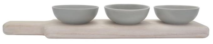 Leeff Serveerset Saar – Serveerplanken – Grijs – Hout en Keramiek