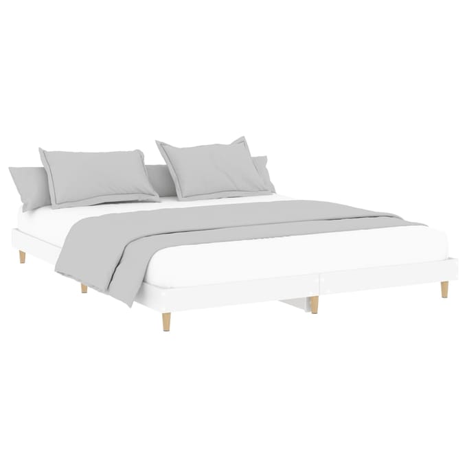 vidaXL - Bedframe - massief - hout - wit - 200x200 - cm