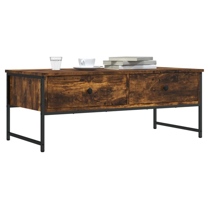 vidaXL - Salontafel - 101x49x39,5 - cm - bewerkt - hout - gerookt - eikenkleurig