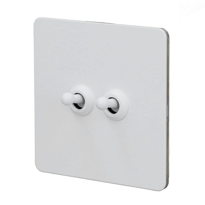 Muur Tuimelschakelaar RVS Paneel Geïsoleerde PC Basis 2-voudig 2-weg Dubbelpolige Tuimelschakelaar Minimalistisch Wit white