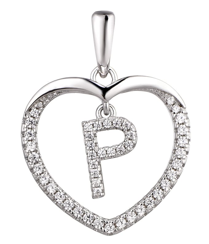 N3 Collecties 925 Hartje zilver Ketting met Hanger -Letter P