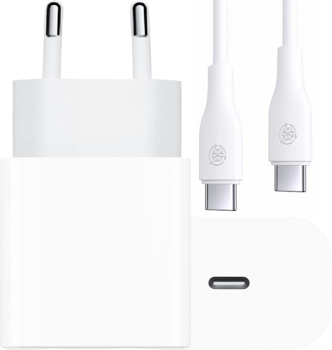 20w Oplader usb C - Usb-C naar usb-C - 3 Meter - Power Delivery - Snellader - Wit