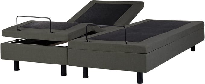 CASTELLAN - Bed zonder hoofdbord - Grijs - 180 x 200 cm - Polyester