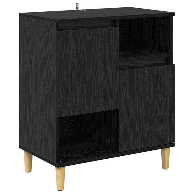 vidaXL - Dressoir - Zwart - eiken - 35 - x - 60 - x - 70 - cm - Bewerkt - hout