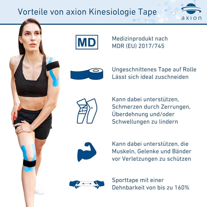 axion® - Kinesiologie Tape Set van 2 beige roze | waterdicht • huidvriendelijk • elastisch •