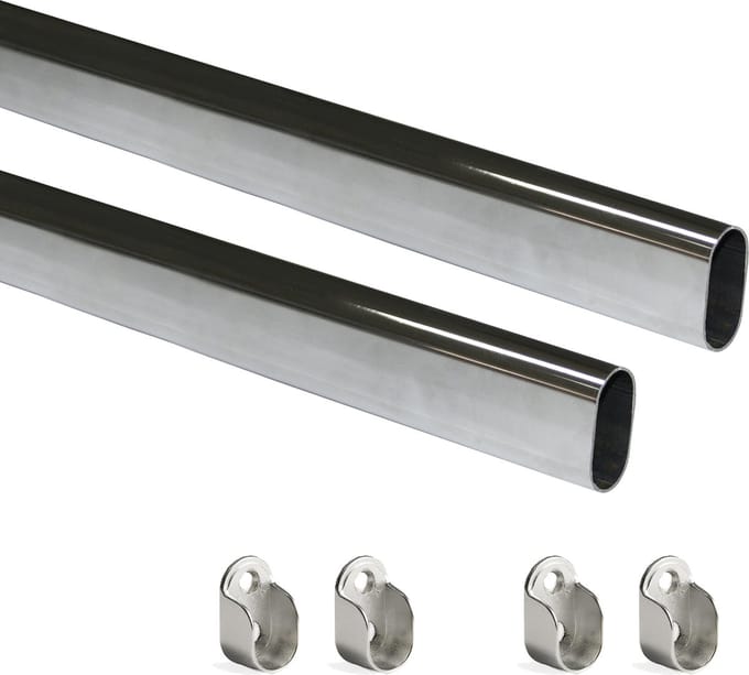 Emuca Garderobestang 30x15 mm staal, 750 mm, Verchroomd