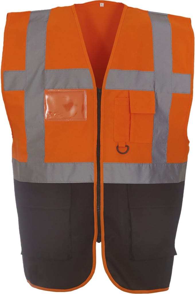 Gilet Unisex L Yoko V-hals Mouwloos Hi Vis Orange / Black 100% Polyester