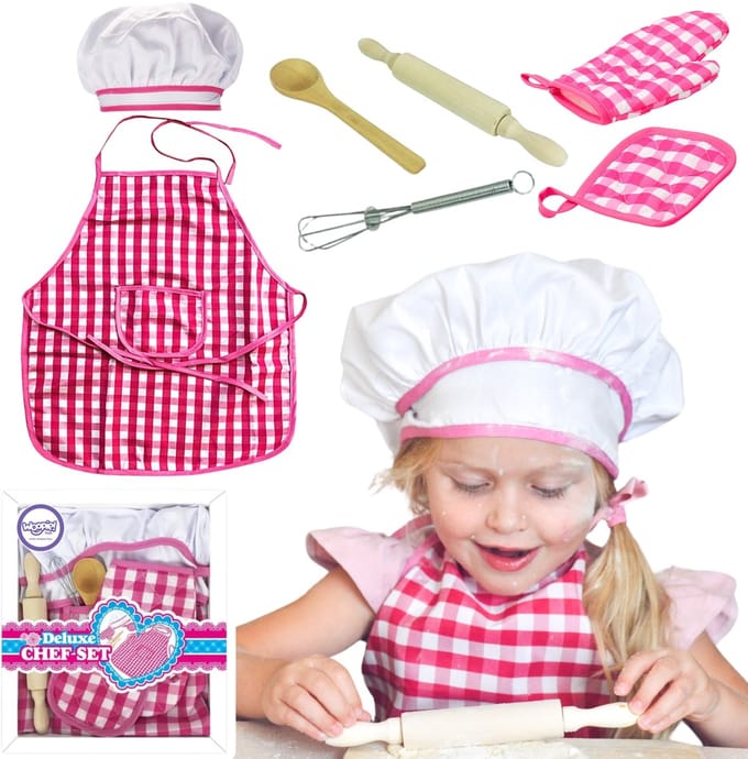 WOOPIE Kleine Koksset Kokskostuum Keukenaccessoires 7 st.