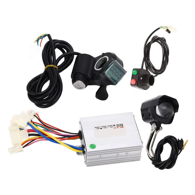 48V 350W Elektrische Fiets Conversie Controller Kit Borstel Snelheidsmotor Controller Duimgas Hendel Stuur Kit black