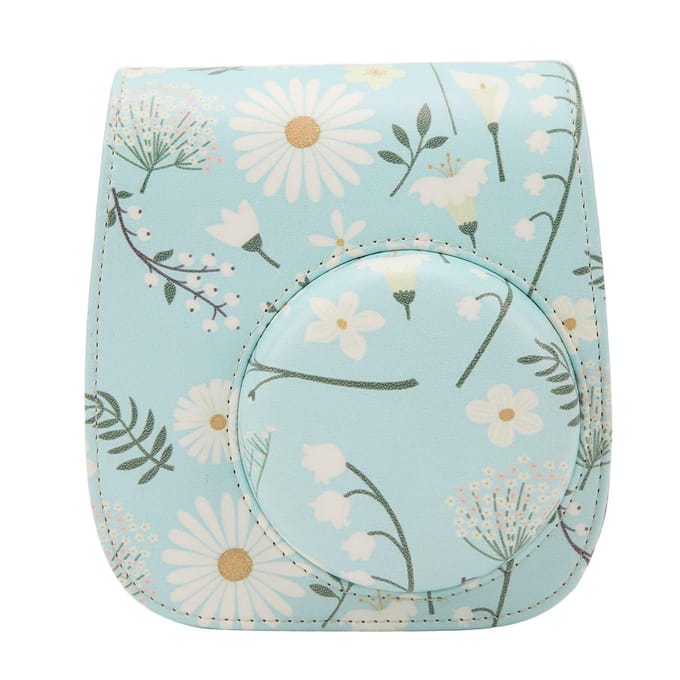 Instant Camera Tas PU Leer Beschermende Mini Camera Tas met Verstelbare Schouderband voor Mini 11 12 Chrysant white