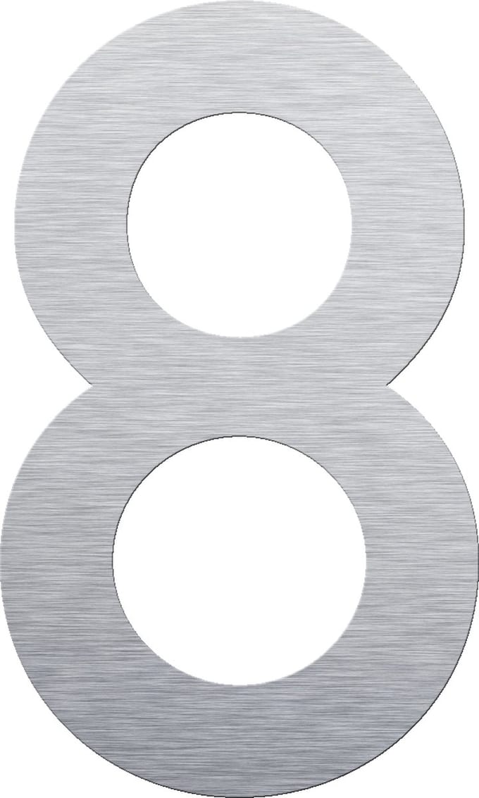 Huisnummer 20 cm - Nummer 8 - RVS mat geborsteld