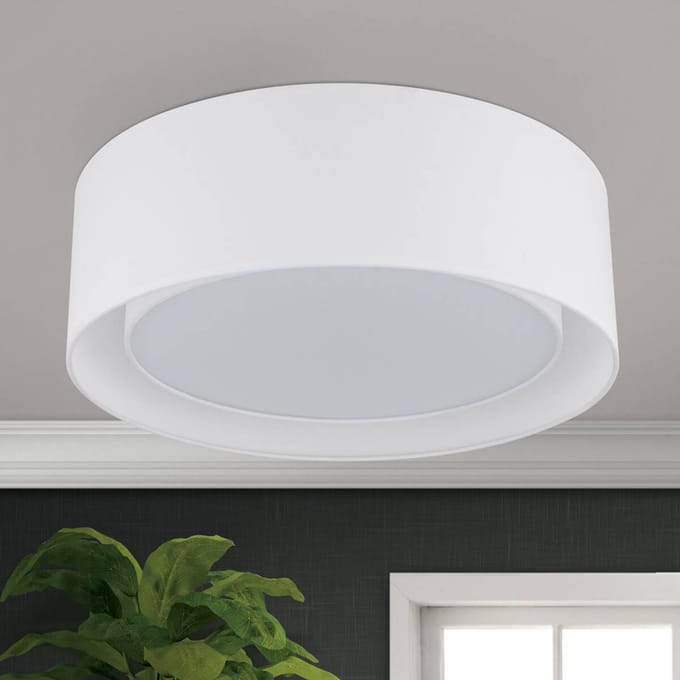 ORION Ronde stoffen plafondlamp Antoni in wit